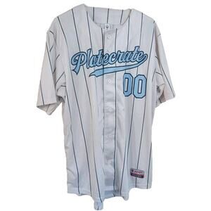 Plate Crate #00 Baseball Pinstripe Jersey Size XL Button-up Shirt MSRP:$45